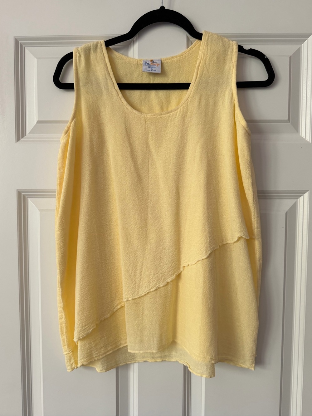 Sea Breeze Yellow Layered Sleeveless Top, Size S